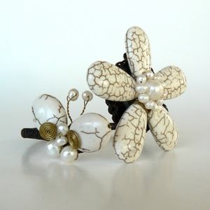 Real Freshwater Pearls & Stones Butterfly & Flower Bracelet